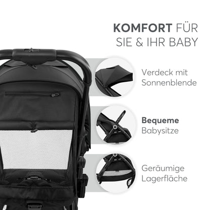 Kikka Boo CIELA kerge reisikäru, automaatne kokkupanek, 7,1 kg, must, kuni 22 kg