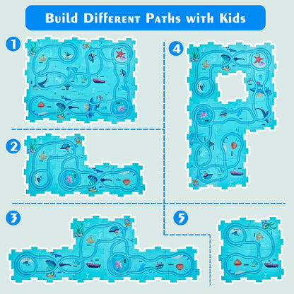Goomp car puzzle game for children, logic and track game, ocean