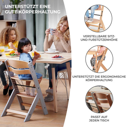 Kinderkraft ENOCK söögitool ja lastetool 2-ühes, hall, 6 kuud kuni 10 aastat