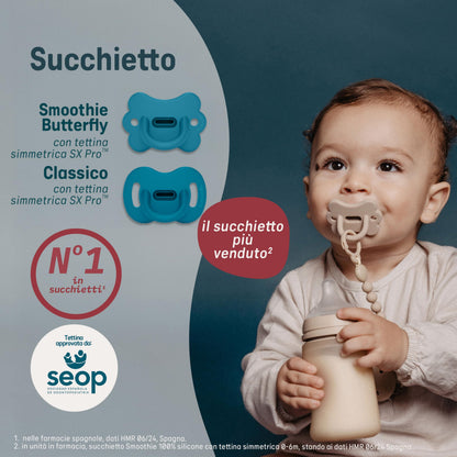 Suavinex Smoothie SX Pro ortodontiline silikoonlutt, 6–18 kuud, sinine 2tk