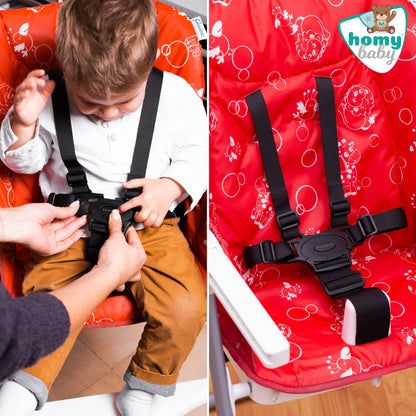 HOMYBABY® universal 5-point safety harness for high chair, black