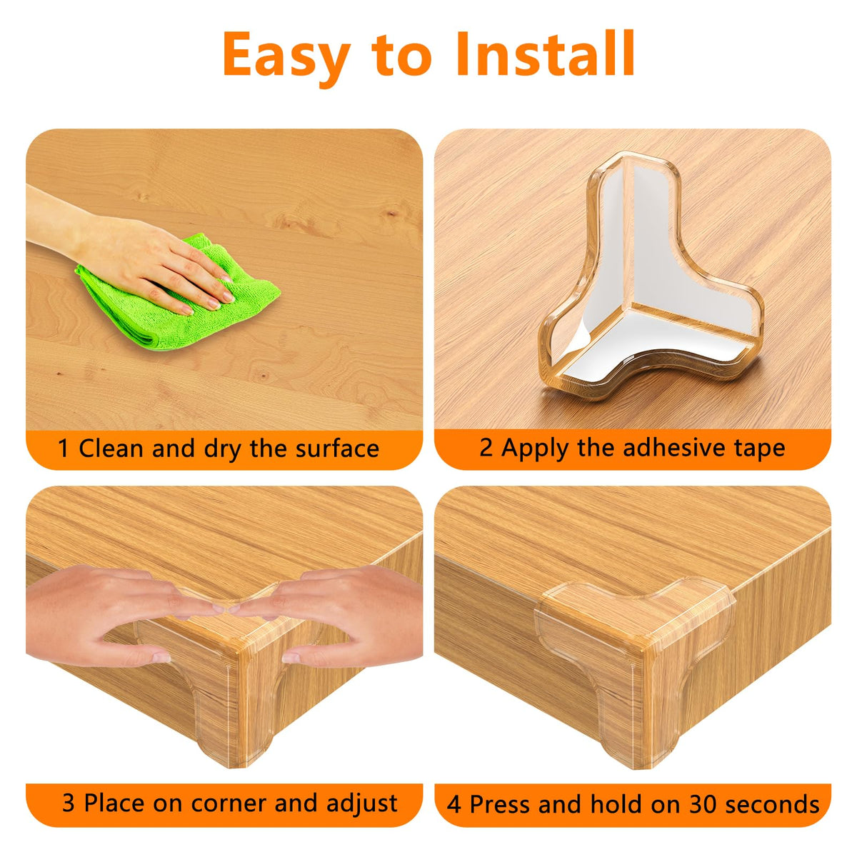 E-PROUSE transparent corner protectors, 12 pcs, pre-adhesive and strong adhesion
