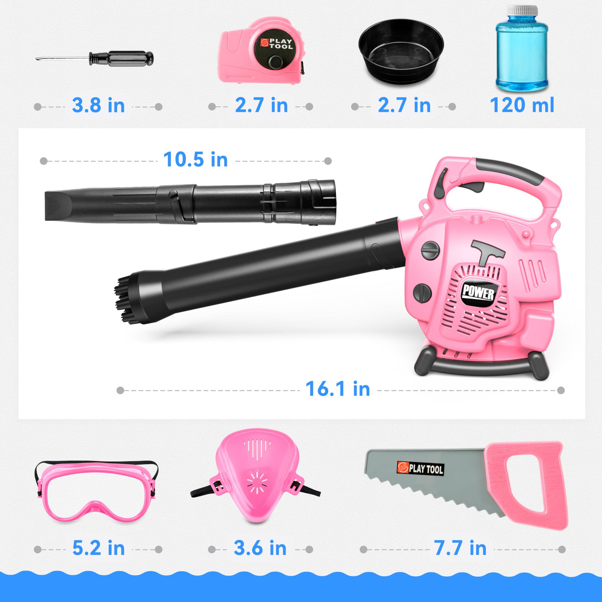 Toy Choi’s 2-in-1 washing machine and garden tool set for toddlers, pink