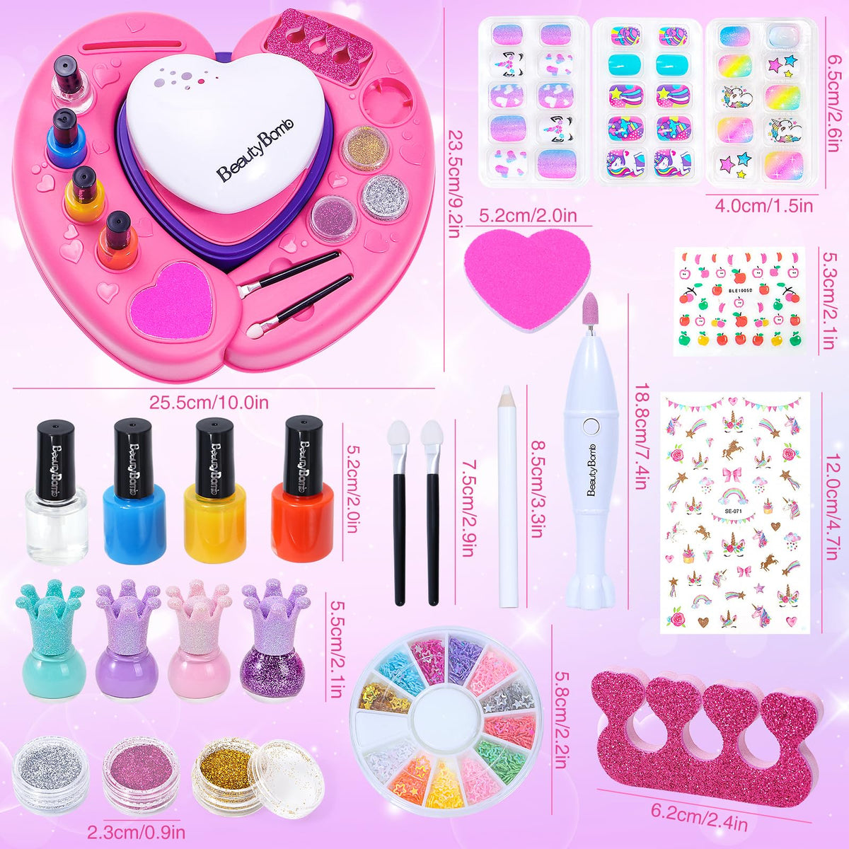 Tacobear children's nail painting set with dryer and accessories, for children 5+