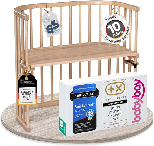 Babybay original beech wood bed pocket, adjustable height, wood