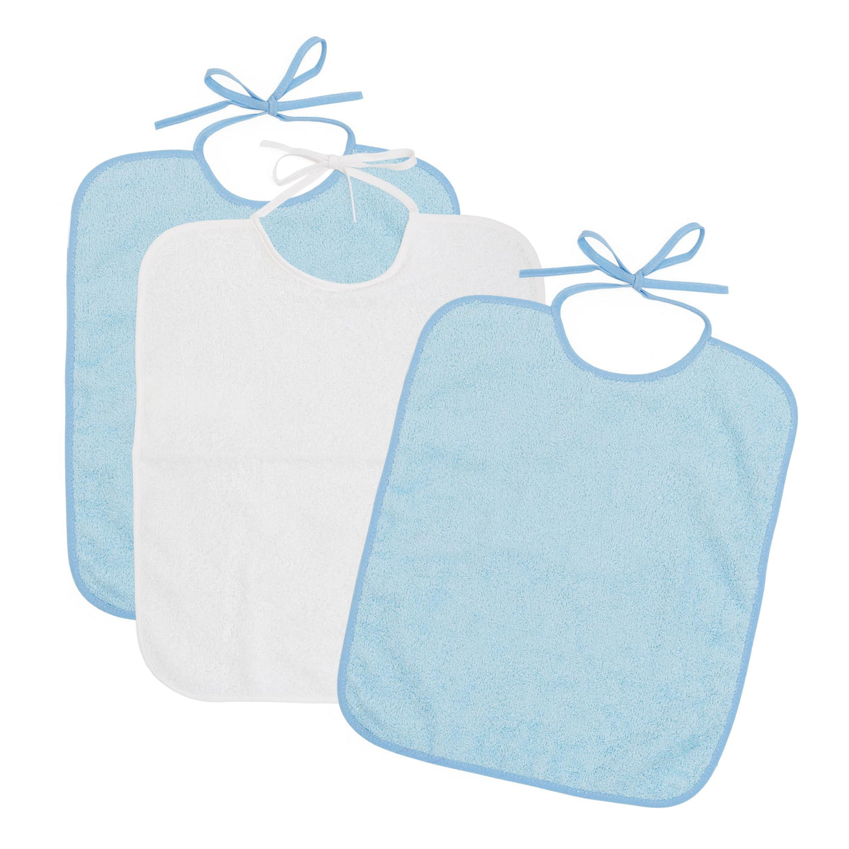Ti TIN froteest pudipõlled sidumispaeltega, 3 tk, 32 × 36 cm, sinine ja valge (alates 1 aastast)
