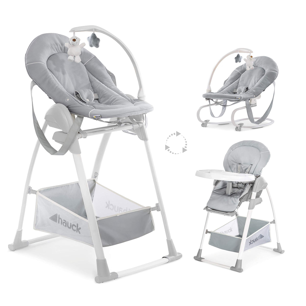 hauck Sit N Relax 3in1 söögitool ja lamamistool, hall, 0–15 kg