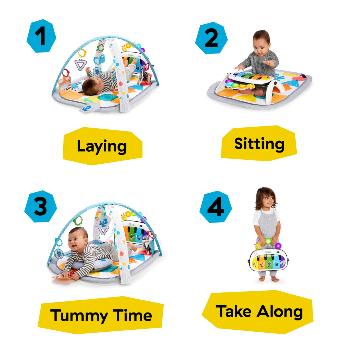 Baby Einstein 4-in-1 Kickin’ Tunes musical activity mat and play center with piano