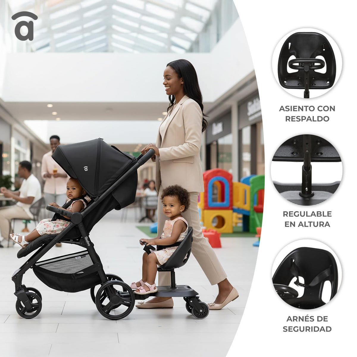 Asalvo Go Seat 2-in-1 universaalne istmega seisulaud, must, 2-5 a, kuni 20 kg