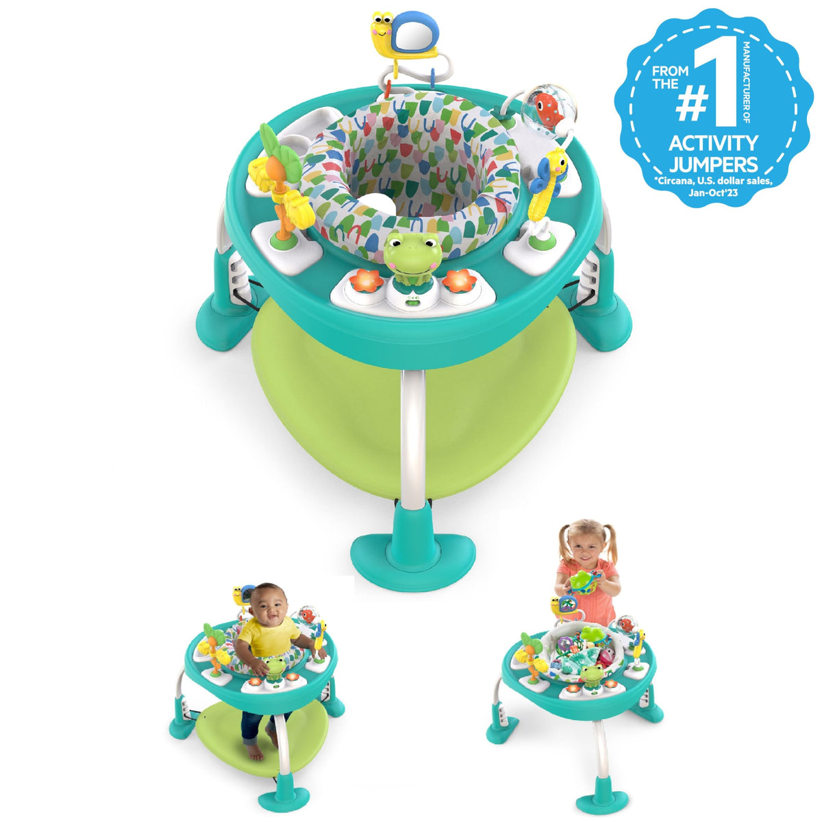 Bright Starts Bounce Bounce Baby 2-ühes hüppetool ja mängulaud, Playful Pond, 6+ kuud