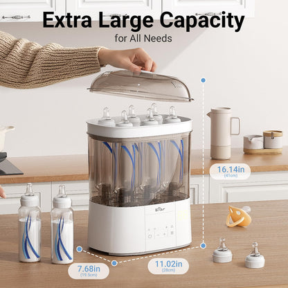 Bear electric bottle sterilizer and dryer, 2-layer, gray