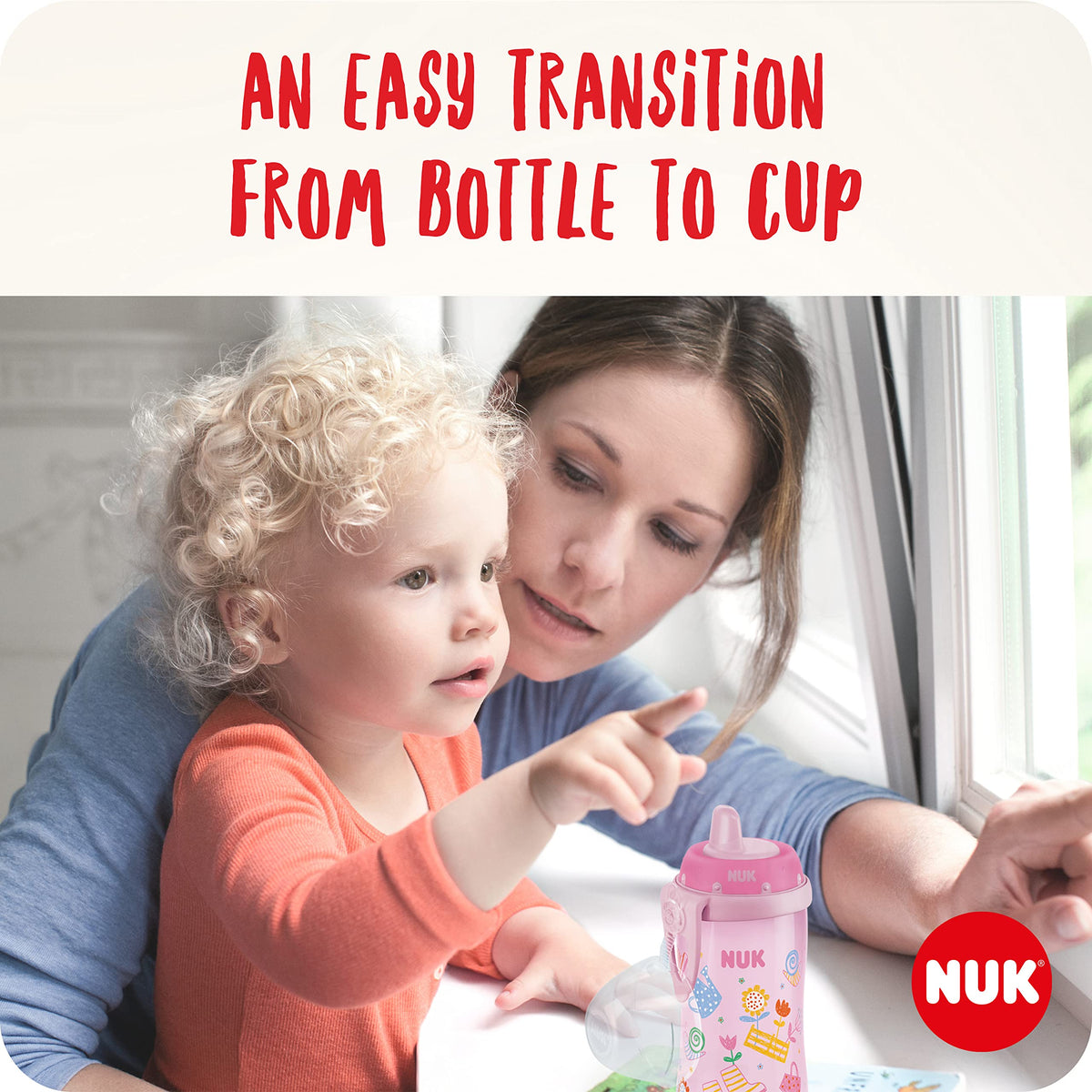 NUK Kiddy Cup drinking cup for children, 12+ months, 300 ml, yellow