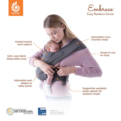 Ergobaby Embrace newborn baby carrier, soft and ergonomic, Oxford Blue