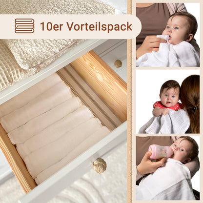 ZOLLNER musliinlapid 10 tk, 80 x 80 cm, valge