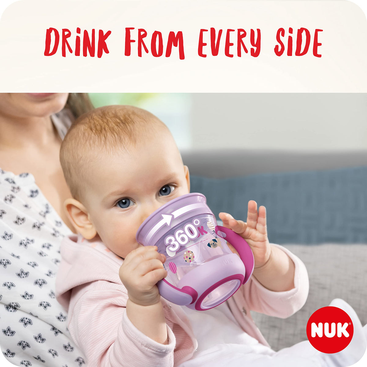 NUK Mini Magic Cup Night drinking cup 160 ml (2 pcs) – pink/green, glows in the dark