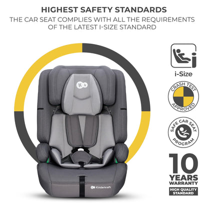 Kinderkraft Safety FIX2 i-Size car seat 76–150 cm (9–36 kg), ISOFIX, grey