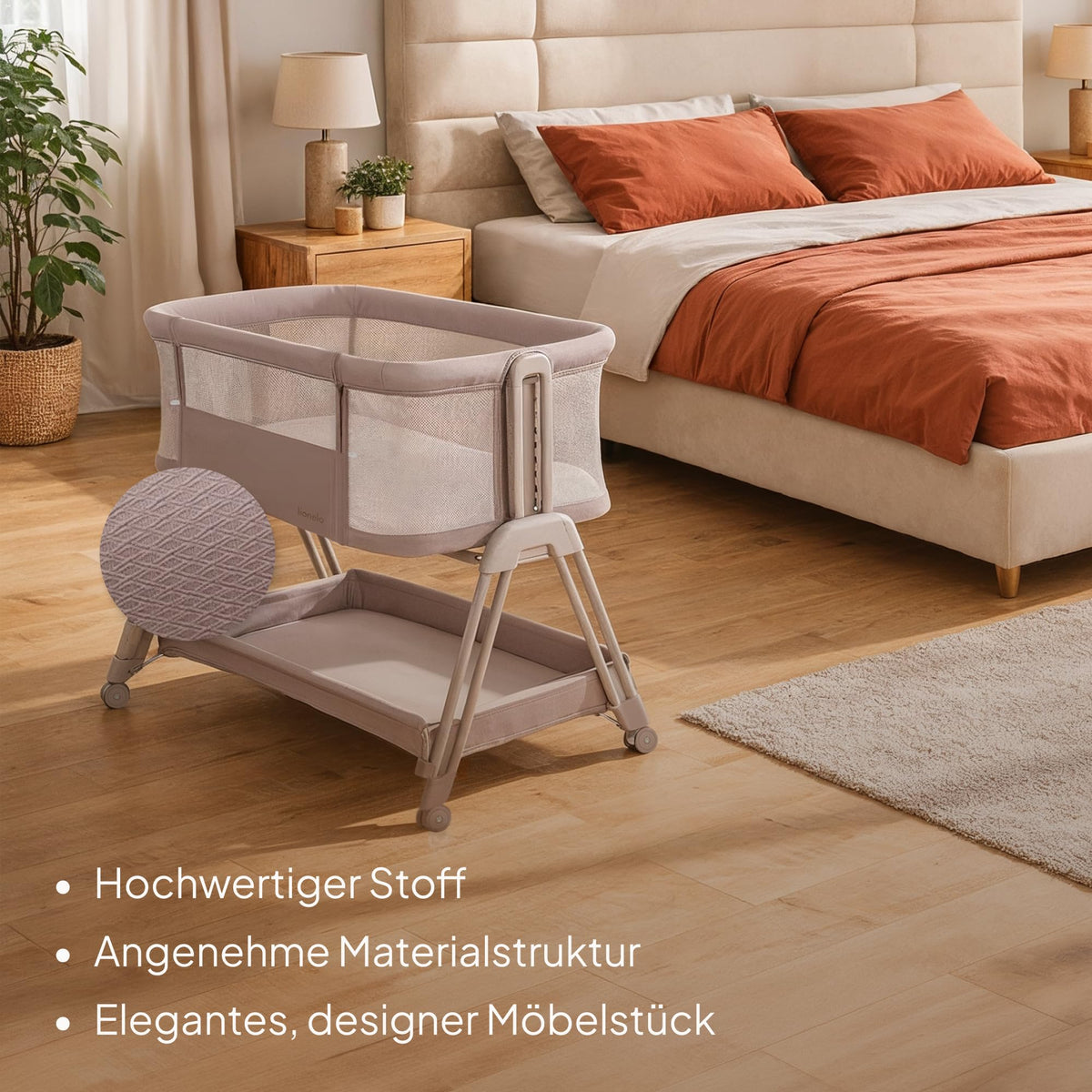 Lionelo Luna EIN vooditasku ja reisivoodi madratsiga, beež (Beige Taupe), kuni 9 kg