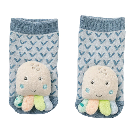 Fehn baby socks with rattle octopus, 0–12 months, 12 cm