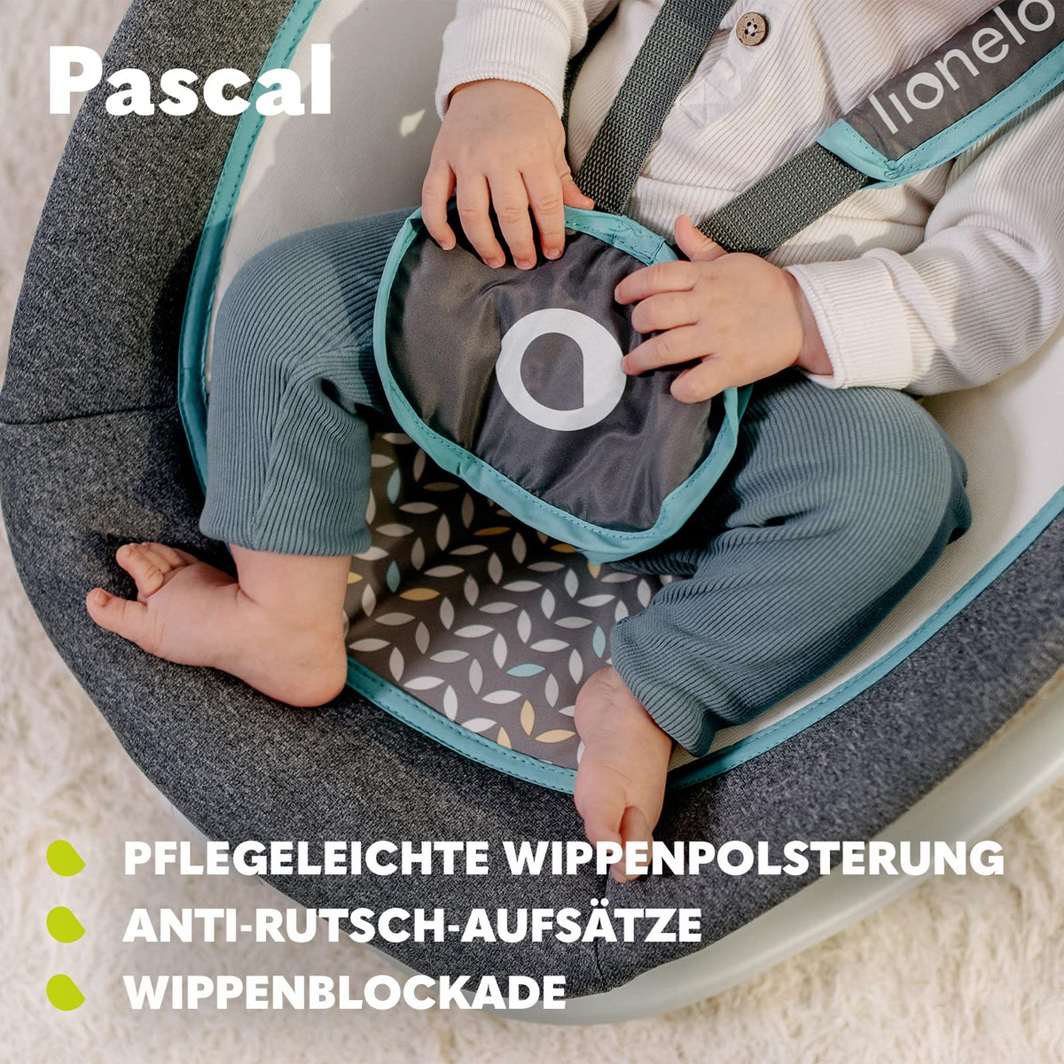 Lionelo Pascal vibrating baby swing-chair with melodies and play carousel, Grey Dove