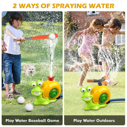 ROUSKY 2-in-1 kids water play and baseball set with caterpillar sprinkler