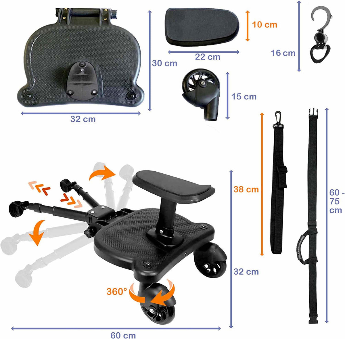 Hello Hippo universal standing desk with seat, black