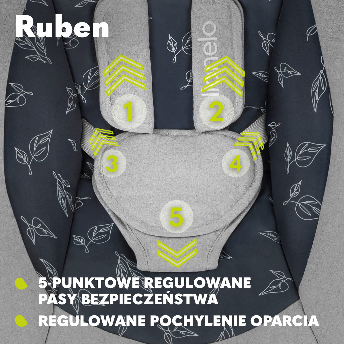 Lionelo Ruben electric baby rocker, up to 9 kg, grey-turquoise