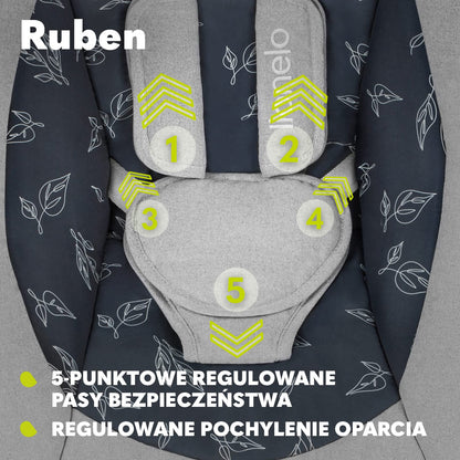 Lionelo Ruben electric baby rocker, up to 9 kg, grey-turquoise