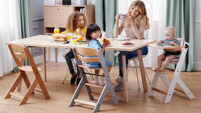 Kinderkraft ENOCK 3-ühes puidust söögitool istmepadjaga, hall