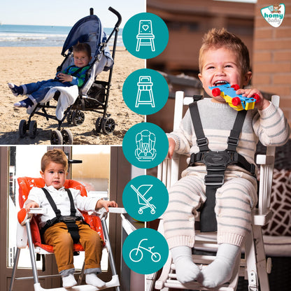 HOMYBABY® universal 5-point safety harness for high chair, black