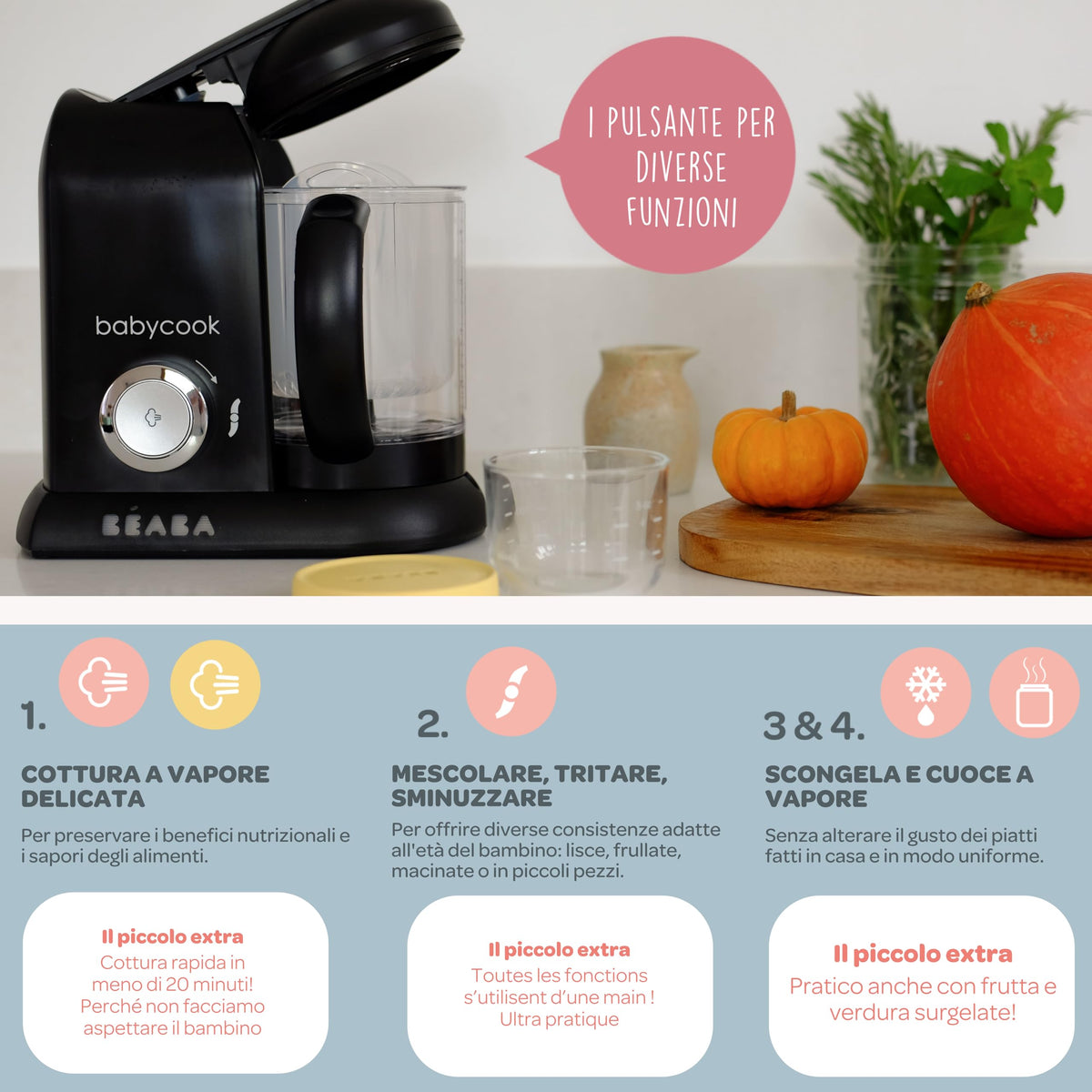 Béaba Babycook Solo 4-in-1 blender-steamer – 1100 ml, black