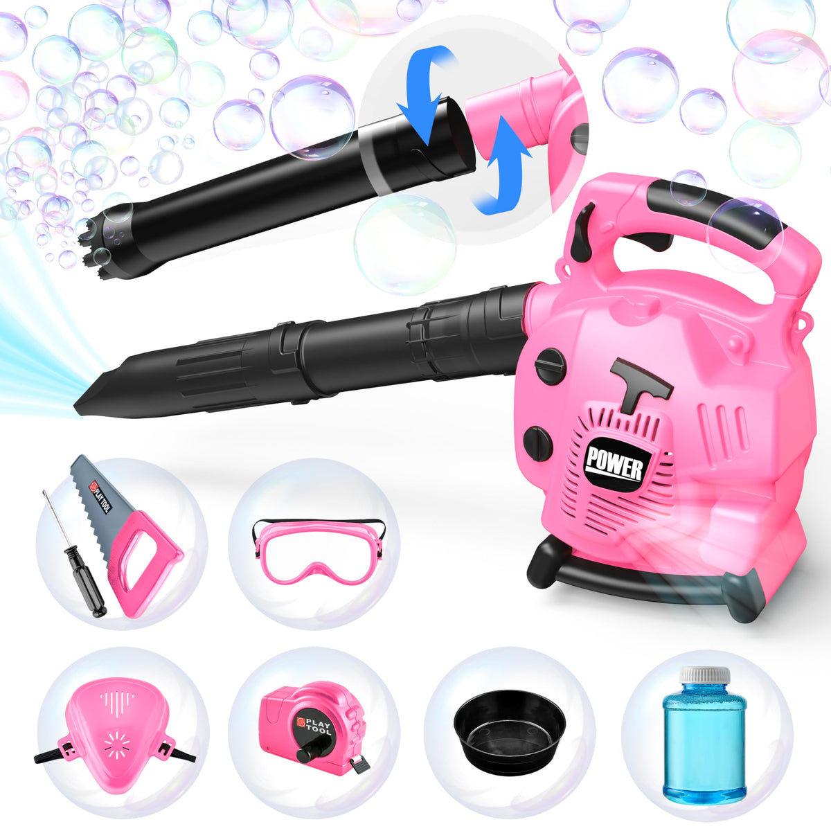 Toy Choi’s 2-in-1 washing machine and garden tool set for toddlers, pink
