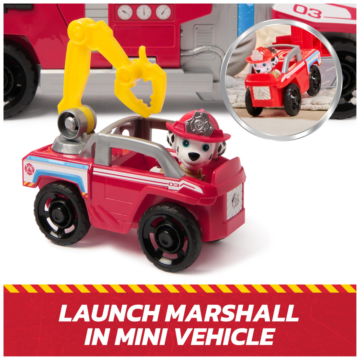 Paw Patrol Fire Rescue Deluxe Marshalli tuletõrjeauto helide, tuleefektide ja miniautoga