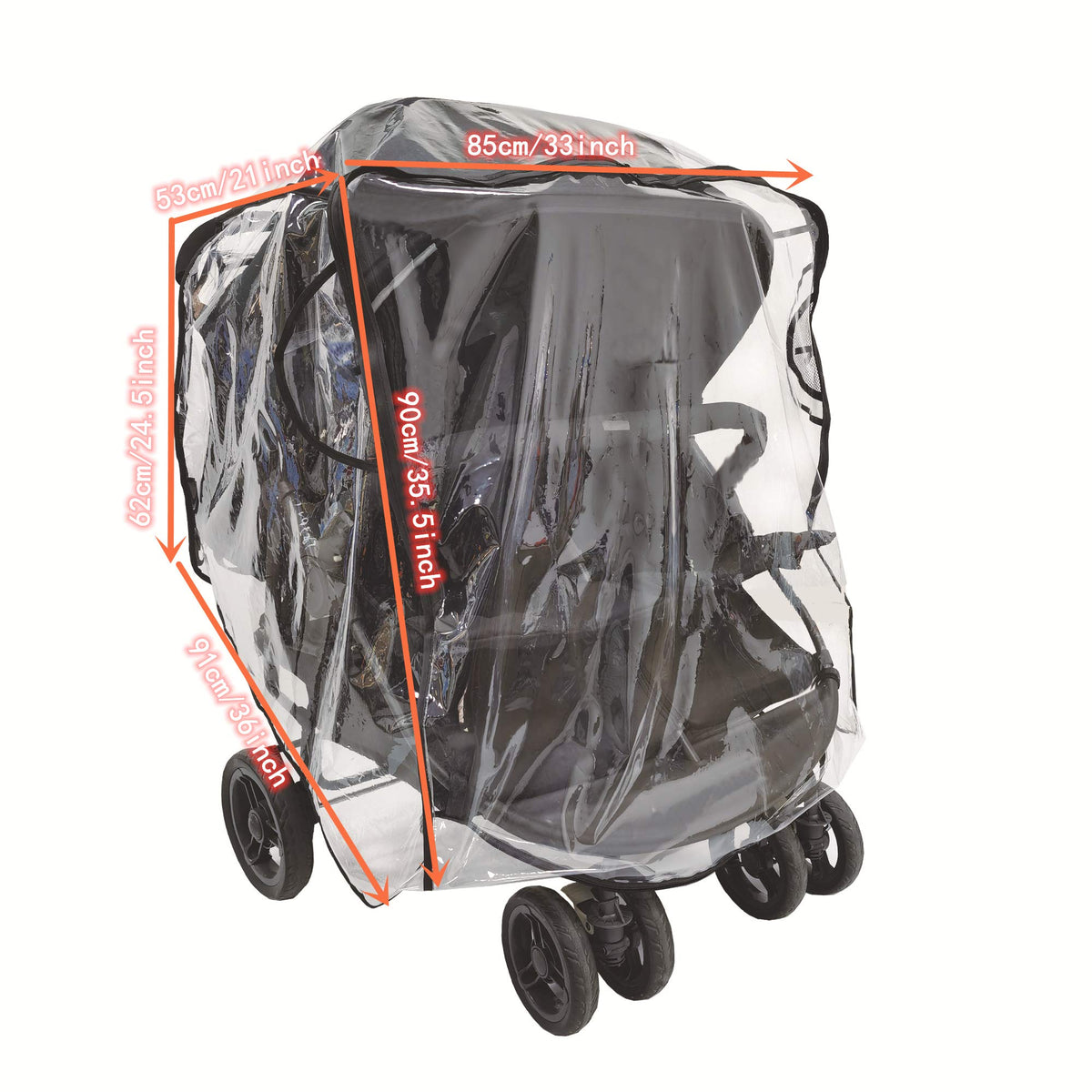 Ezkindheit universal rain cover for double stroller with side-by-side seats