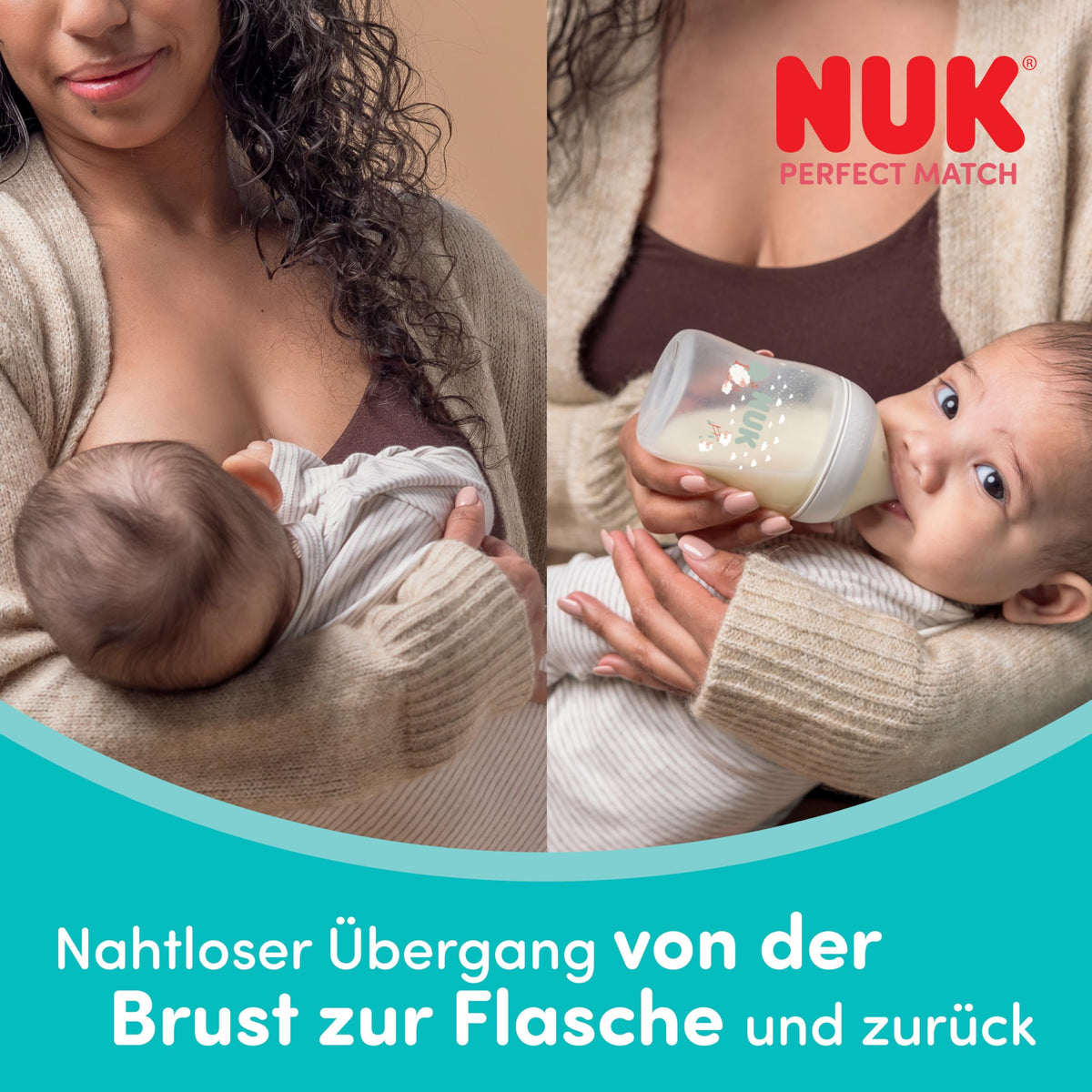 NUK Perfect Match lutipudel 3+ kuud 260 ml Temperature Control, 3 tk, jõehobu