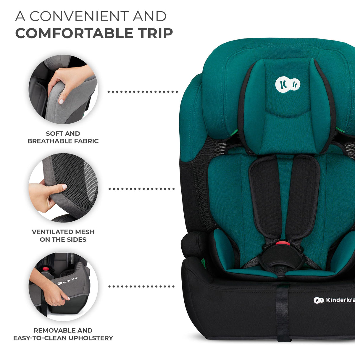 Kinderkraft Comfort UP i-Size car seat 76–150 cm (9–36 kg), green