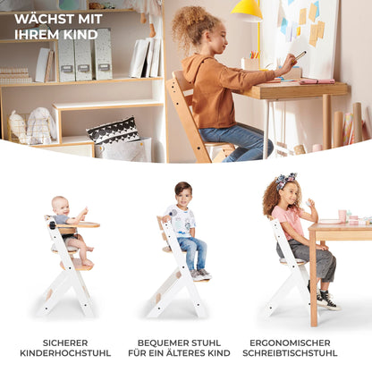 Kinderkraft ENOCK söögitool ja lastetool 2in1, valge, 6 kuud kuni 10 aastat