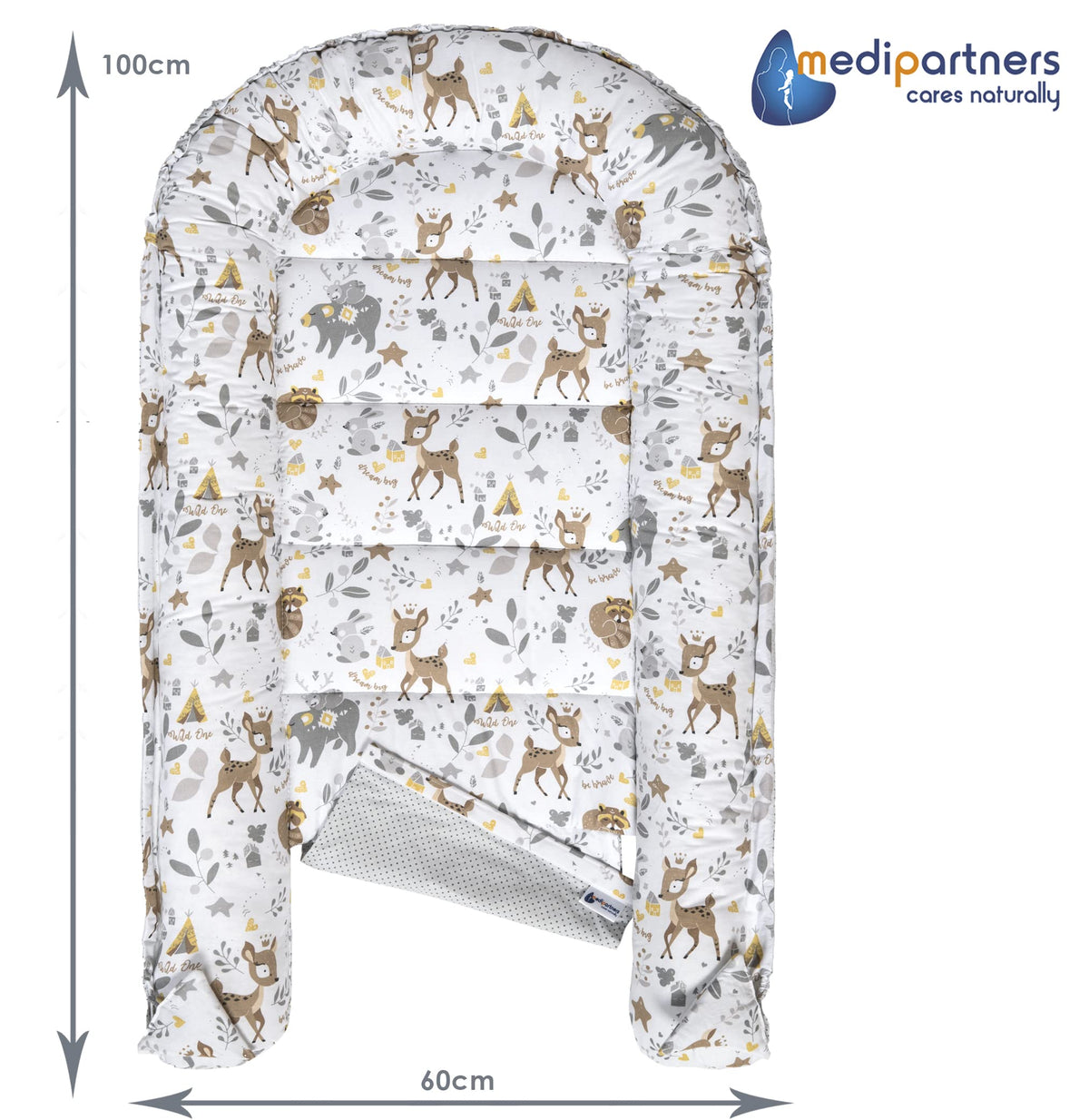 Medi Partners 5-osaline beebipesa komplekt Deer & Grey Plush, 100% puuvill
