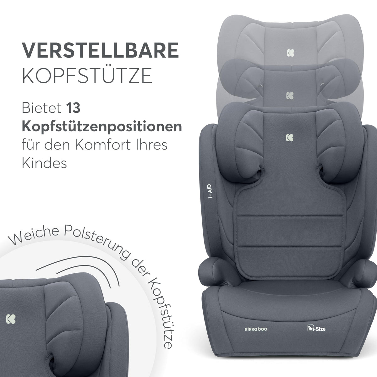 KikkaBoo i-AID i-Size turvatool 100–150 cm (15–36 kg), hall