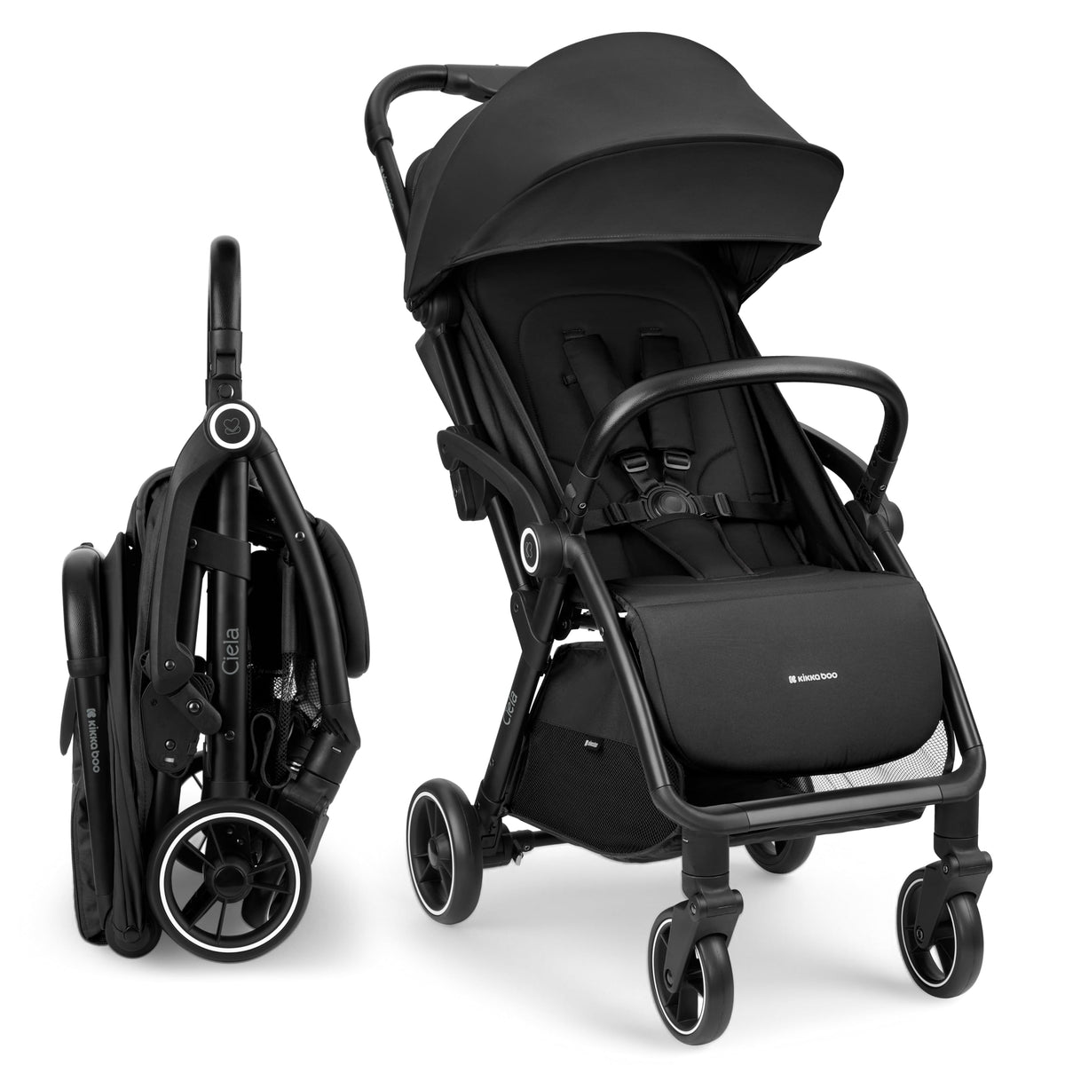Kikka Boo CIELA kerge reisikäru, automaatne kokkupanek, 7,1 kg, must, kuni 22 kg