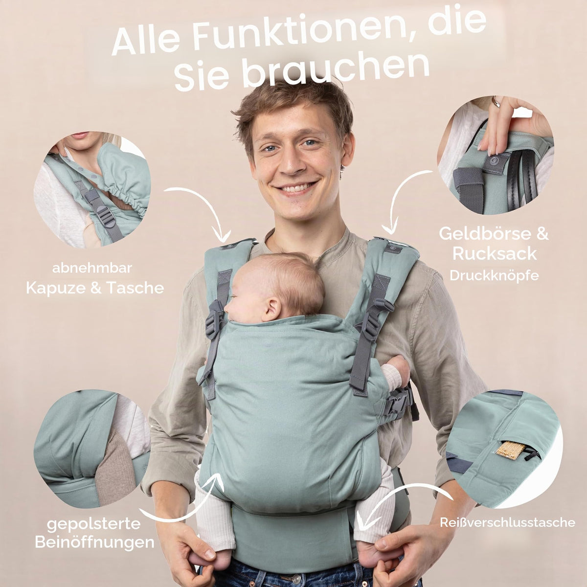 Boba X beebikandekott vastsündinust väikelapseni, 3,2–20,4 kg, sinine (Sea Mist)