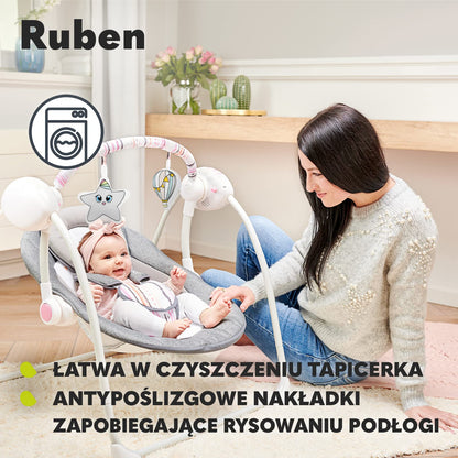 Lionelo Ruben electric baby rocker, up to 9 kg, grey-turquoise