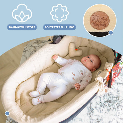 Totsy Baby muslin 3-piece set for baby stroller and cradle – light beige