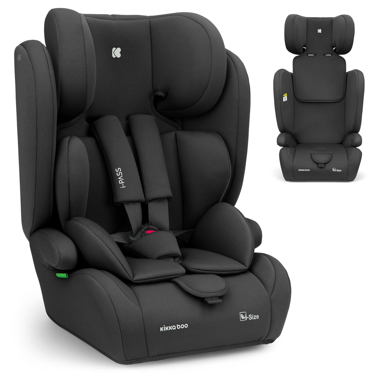 KikkaBoo i-PASS i-Size turvatool 9–36 kg (76–150 cm), must