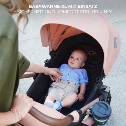 Kinderkraft MOOV2 AIR 3-ühes vanker, MINK PRO I-SIZE turvatooliga, helehall