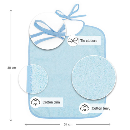 Ti TIN froteest pudipõlled sidumispaeltega, 3 tk, 32 × 36 cm, sinine ja valge (alates 1 aastast)