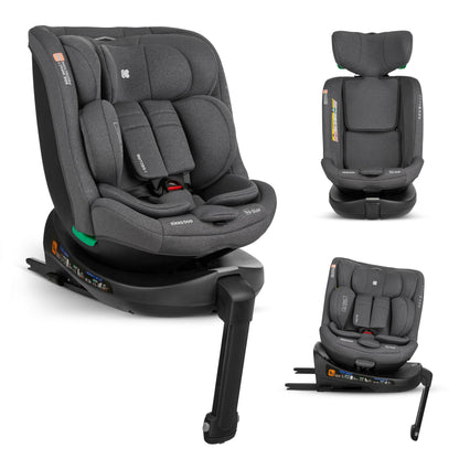 KikkaBoo i-SECURE 360° rotating car seat 0–36 kg / 40–150 cm, dark grey