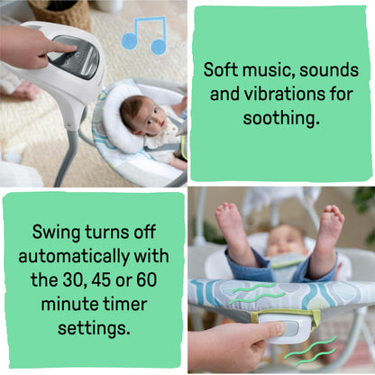 Ingenuity SimpleComfort electric baby swing, 6-speed, music and vibration, Everston