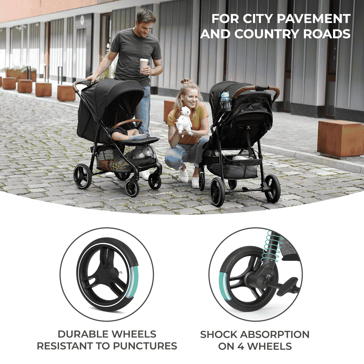 Kinderkraft GRANDE PLUS stroller, grey (from birth up to 22 kg)