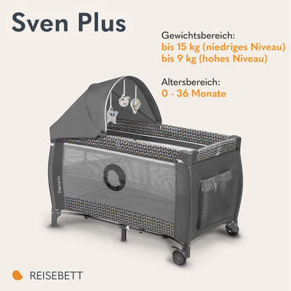 Lionelo Sven Plus 4-ühes reisivoodi mähkimislauaga kuni 15 kg, hall (Grey Scandi)
