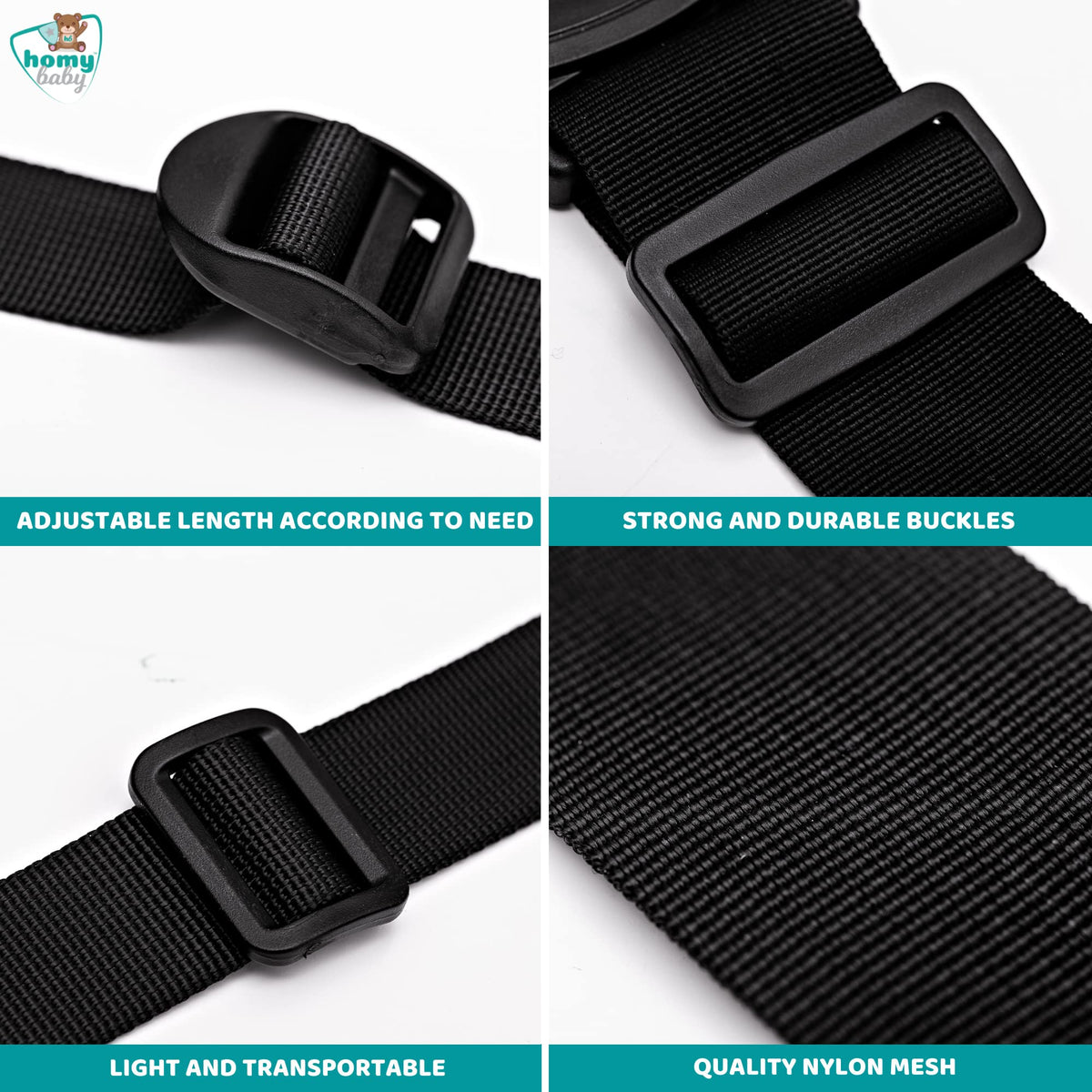 HOMYBABY® universal 5-point safety harness for high chair, black